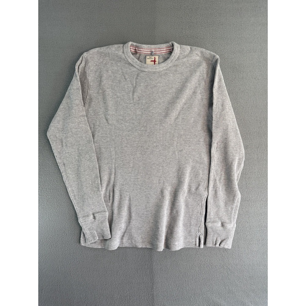 Relwen Shirt Mens Medium Gray Thermal Waffle Knit Long Sleeve Crew Neck